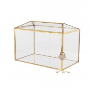 Urne verre metal or et cadenas