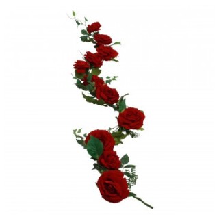 Guirlande rose velours rouge 2m