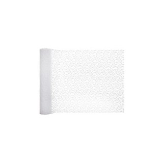 Chemin de table dentelle feuilles blanc