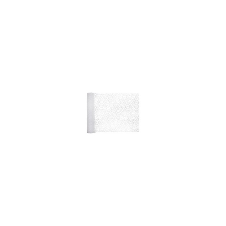 Chemin de table dentelle feuilles blanc