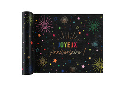 Chemin de table anniversaire festicolor noir