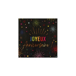 Serviettes anniversaire festicolor noir x12