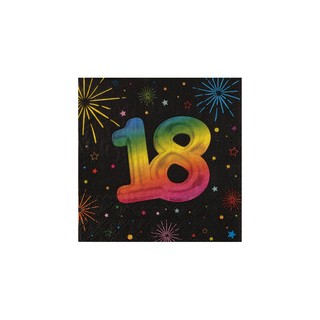 Serviettes 18 ans festicolor noir x12