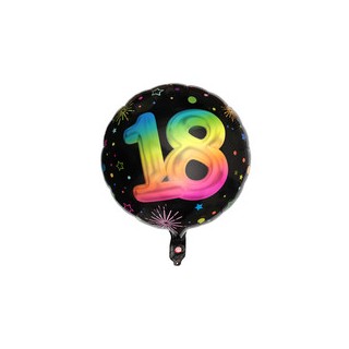 Ballon alu rond 18 ans festicolor noir 45cms