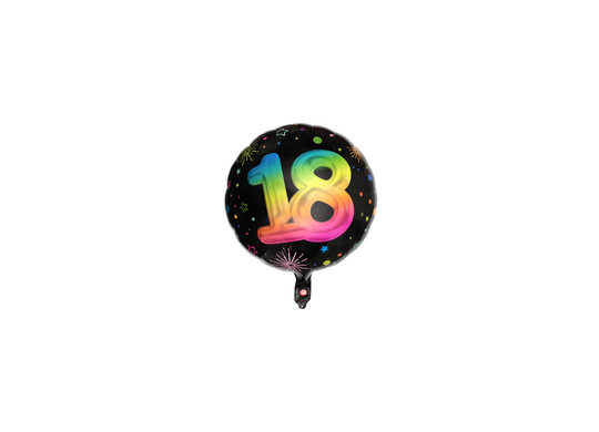 Ballon alu rond 18 ans festicolor noir 45cms