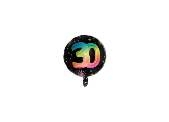 Ballon alu rond 30 ans festicolor noir 45cms