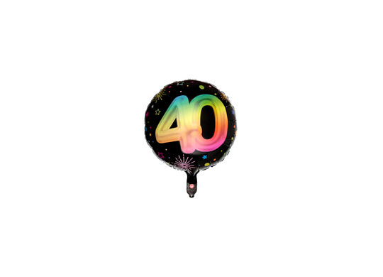 Ballon alu rond 40 ans festicolor noir 45cms