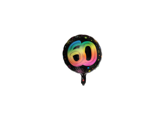 Ballon alu rond 60 ans festicolor noir 45cms
