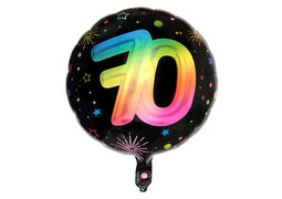 Ballon alu rond 70 ans festicolor noir 45cms