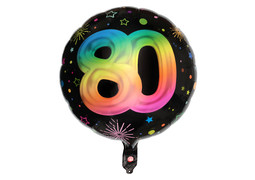 Ballon alu rond 80 ans festicolor noir 45cms
