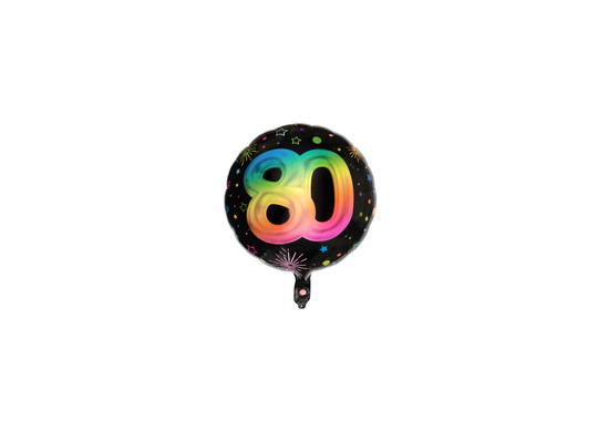 Ballon alu rond 80 ans festicolor noir 45cms