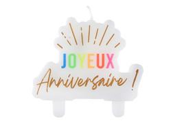 Bougie anniversaire festicolor blanche