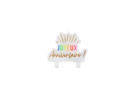 Bougie anniversaire festicolor blanche