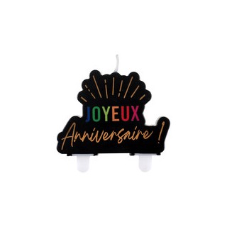 Bougie anniversaire festicolor noire