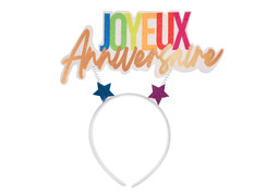 Serre tête Joyeux anniversaire festicolor blanc