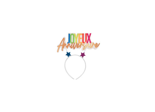 Serre tête Joyeux anniversaire festicolor blanc