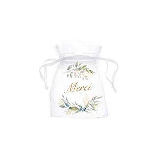Sac organdi feuillage vert x4