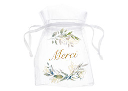 Sac organdi feuillage vert x4