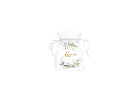 Sac organdi feuillage vert x4