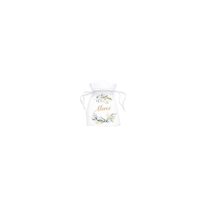 Sac organdi feuillage vert x4