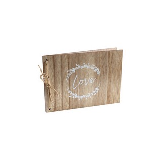 Livre d'or bois mariage naturel