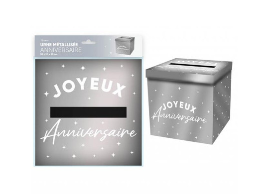 Tirelire Joyeux anniversaire métallisé argent Tirelire Joyeux anniversaire métallisé argent