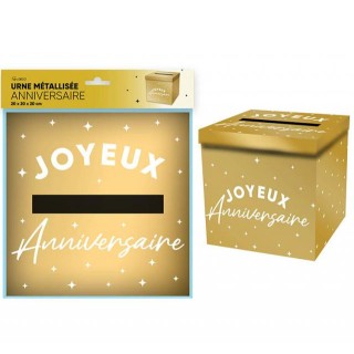 Tirelire Joyeux anniversaire métallisé or