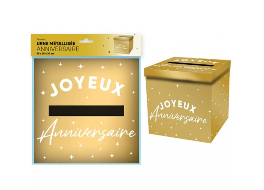 Tirelire Joyeux anniversaire métallisé or