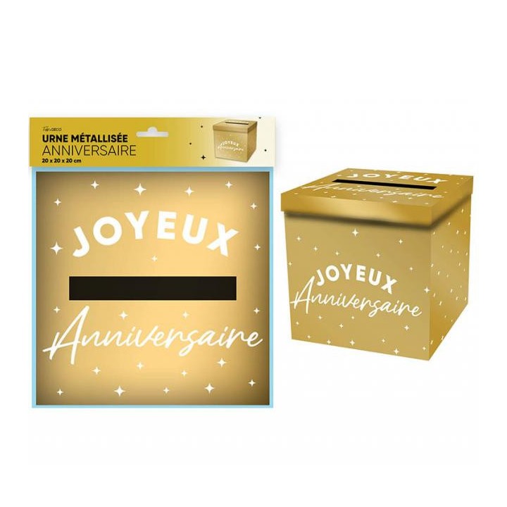 Tirelire Joyeux anniversaire métallisé or