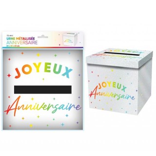 Tirelire Joyeux anniversaire métallisé multico