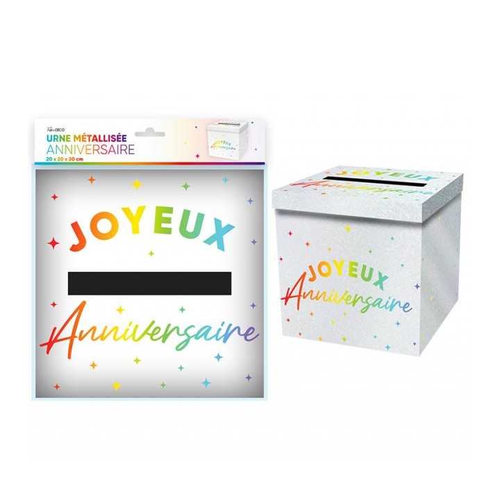 Tirelire Joyeux anniversaire métallisé multico