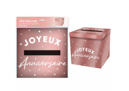 Tirelire Joyeux anniversaire métallisé rose gold