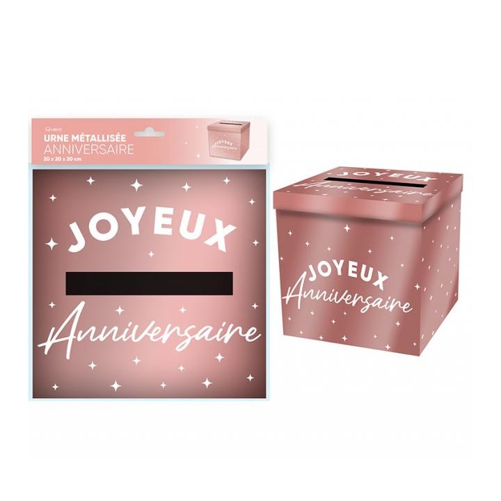 Tirelire Joyeux anniversaire métallisé rose gold