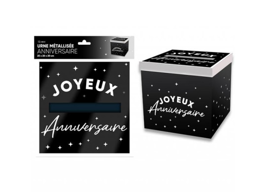 Tirelire Joyeux anniversaire métallisé noir
