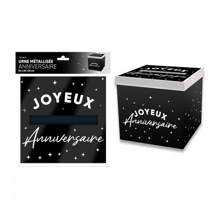 Tirelire Joyeux anniversaire métallisé noir