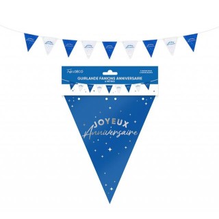 Guirlande fanion Joyeux anniversaire bleu touareg