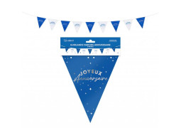 Guirlande fanion Joyeux anniversaire bleu touareg