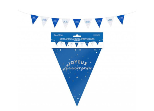 Guirlande fanion Joyeux anniversaire bleu touareg Guirlande fanion Joyeux anniversaire bleu touareg