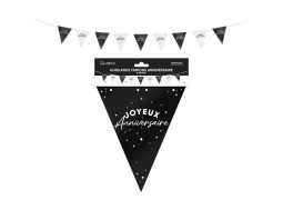 Guirlande fanion Joyeux anniversaire noir