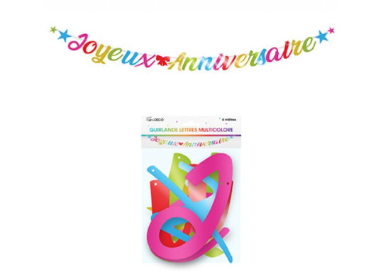 Guirlande lettre Joyeux anniversaire multico Guirlande lettre Joyeux anniversaire multico