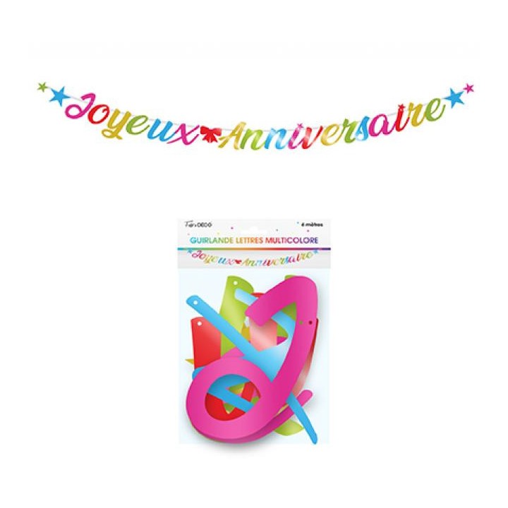 Guirlande lettre Joyeux anniversaire multico