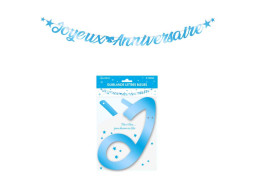 Guirlande lettre Joyeux anniversaire turquoise