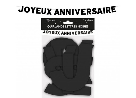 Guirlande lettre Joyeux anniversaire noir Guirlande lettre Joyeux anniversaire noir