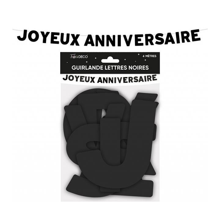Guirlande lettre Joyeux anniversaire noir