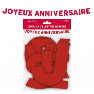 Guirlande lettre Joyeux anniversaire rouge