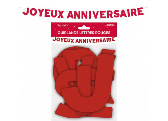 Guirlande lettre Joyeux anniversaire rouge Guirlande lettre Joyeux anniversaire rouge