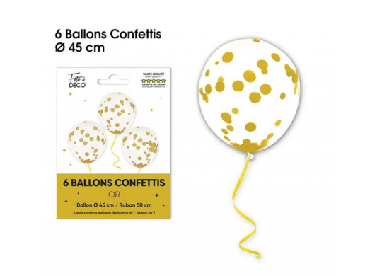 Ballons confettis or x6 Ballons confettis or x6