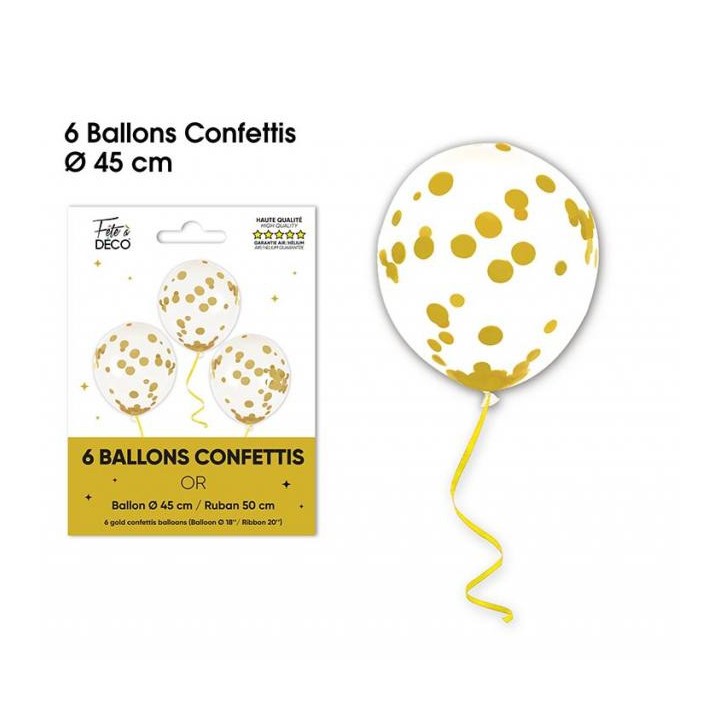Ballons confettis or x6