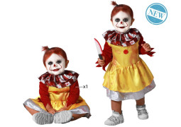Costume baby fille clown rouge