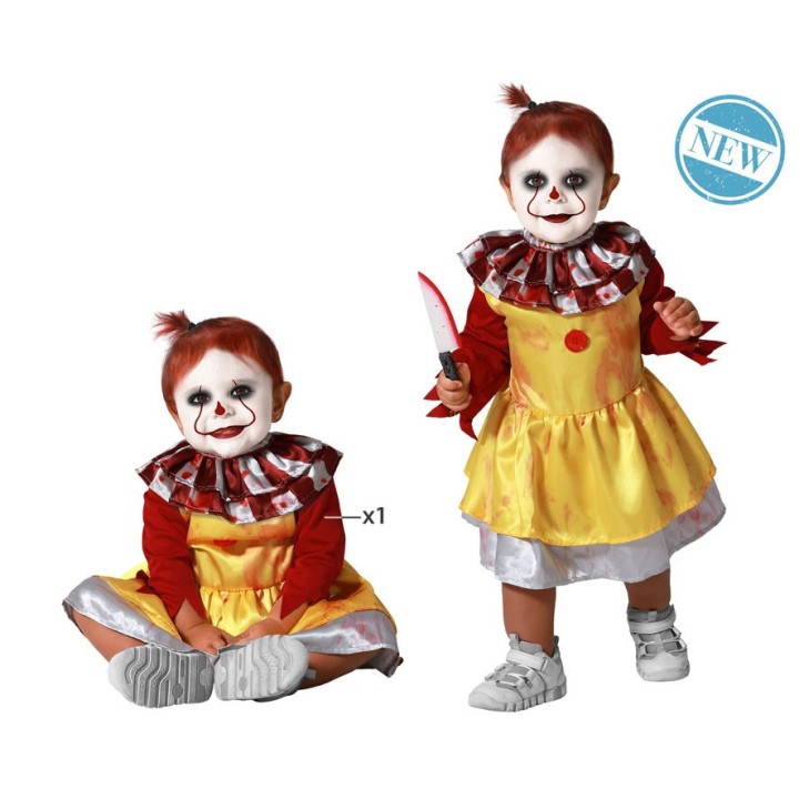Costume baby fille clown rouge